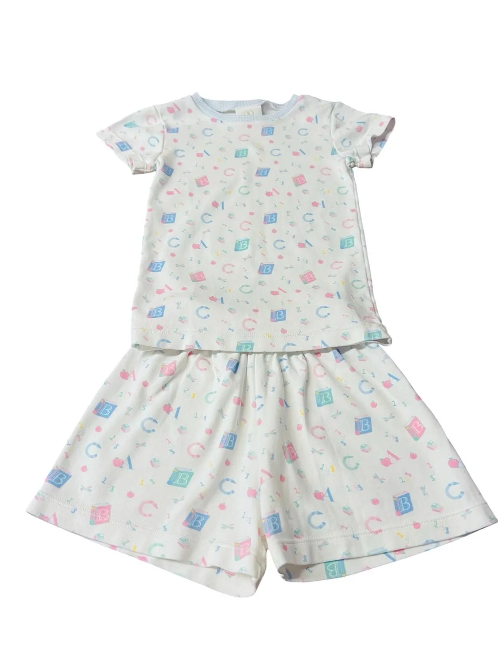 Lullaby Set Kids' Two-Piece Pajama Set with Pastel Alphabet Blocks Size 4T